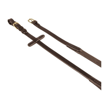 Italienische Leder- und Gummizügel 1,9 cm Kris mit Messingschnallen Equestro Dunkelbraun Italienische Leder- und Gummizügel 1,9 cm Kris mit Messingschnallen Equestro Dunkelbraun