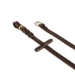 Italienische Leder- und Gummizügel 1,9 cm Kris mit Messingschnallen Equestro Dunkelbraun Italienische Leder- und Gummizügel 1,9 cm Kris mit Messingschnallen Equestro Dunkelbraun