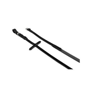 Leder- und glatte Gummizügel Equestro Schwarz