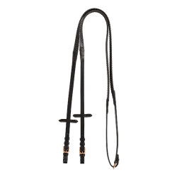 Leder- und Gummizügel Kris mit roségoldenen Schnallen Equestro Leder- und Gummizügel Kris mit roségoldenen Schnallen Equestro
