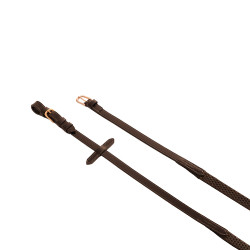 Leder- und Gummizügel Kris mit roségoldenen Schnallen Equestro Dunkelbraun Leder- und Gummizügel Kris mit roségoldenen Schnallen Equestro Dunkelbraun