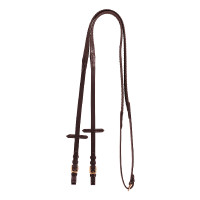 Leder- und Gummizügel Kris mit roségoldenen Schnallen Equestro Dunkelbraun