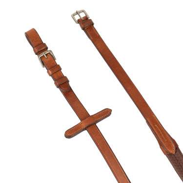 Leder- und Gummizügel mit silbernen Schnallen (1,6 cm) Equestro Cognac Braun