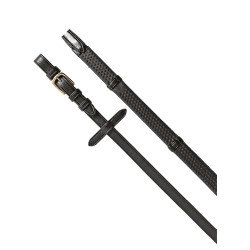 Gummizügel 5/8" mit Lederstegen und Messingschnallen Equestro Schwarz Gummizügel 5/8" mit Lederstegen und Messingschnallen Equestro Schwarz