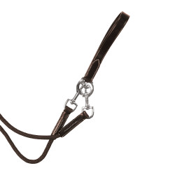 Rückführzügel aus Leder und Rohrseil Equestro Dunkelbraun