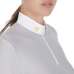 Langarm-Poloshirt aus technischem Fleecestoff Damen Warm+ Equestro Grau