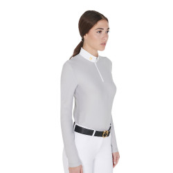 Langarm-Poloshirt aus technischem Fleecestoff Damen Warm+ Equestro Grau