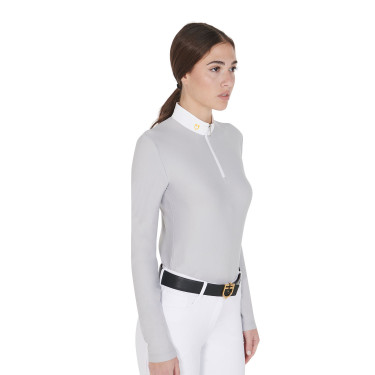 Langarm-Poloshirt aus technischem Fleecestoff Damen Warm+ Equestro Langarm-Poloshirt aus technischem Fleecestoff Damen Warm+ Equestro