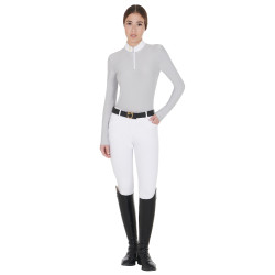 Langarm-Poloshirt aus technischem Fleecestoff Damen Warm+ Equestro Grau