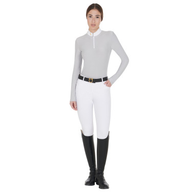 Langarm-Poloshirt aus technischem Fleecestoff Damen Warm+ Equestro Langarm-Poloshirt aus technischem Fleecestoff Damen Warm+ Equestro