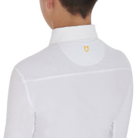 Wettkampf-Poloshirt Jungen langarm mit Knöpfen Equestro Weiß / weiß Weiß