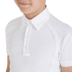 Wettkampf-Poloshirt Jungen tailliert kurzarm 4 Knöpfe Equestro Weiß Weiß Wettkampf-Poloshirt Jungen tailliert kurzarm 4 Knöpfe Equestro Weiß Weiß