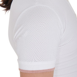 Wettkampf-Polo atmungsaktiv Mädchen tailliert kurzarm Clara Equestro Weiß Weiß