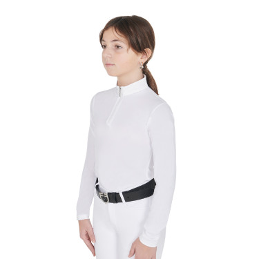 Wettkampf-Poloshirt Mädchen tailliert langarm mit Reißverschluss Anahid Equestro UV-Schutz Wettkampf-Poloshirt Mädchen tailliert langarm mit Reißverschluss Anahid Equestro UV-Schutz