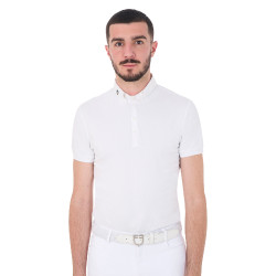 Wettkampf-Poloshirt für Herren mit kurzen Ärmeln aus atmungsaktivem Funktionsgewebe Hunt Equestro Weiß Weiß