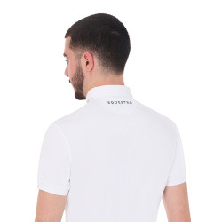 Wettkampf-Poloshirt für Herren mit kurzen Ärmeln aus atmungsaktivem Funktionsgewebe Hunt Equestro Weiß Weiß