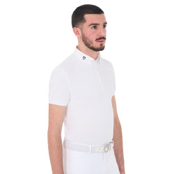 Wettkampf-Poloshirt für Herren mit kurzen Ärmeln aus atmungsaktivem Funktionsgewebe Hunt Equestro Weiß Weiß