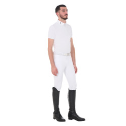 Wettkampf-Poloshirt für Herren mit kurzen Ärmeln aus atmungsaktivem Funktionsgewebe Hunt Equestro Weiß Weiß