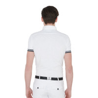 Polo de competición ajustado de manga corta para hombre con inserciones negras Garen Equestro Weiß Weiß Polo de competición ajustado de manga corta para hombre con inserciones negras Garen Equestro Weiß Weiß
