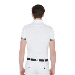 Polo de competición ajustado de manga corta para hombre con inserciones negras Garen Equestro Weiß Weiß