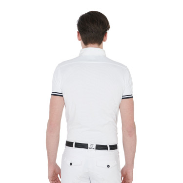 Wettkampf-Poloshirt für Herren, tailliert, kurzärmelig mit schwarzen Einsätzen Garen Equestro Wettkampf-Poloshirt für Herren, tailliert, kurzärmelig mit schwarzen Einsätzen Garen Equestro