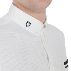 Polo de competición ajustado de manga corta para hombre con inserciones negras Garen Equestro Weiß Weiß