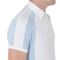 Wettkampfpolohemd eng geschnitten kurzarm Herren 4 Knöpfe Equestro Himmelblau