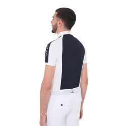 Wettkampfpolohemd eng geschnitten kurzarm Herren 4 Knöpfe Equestro Marineblazer Marineblau