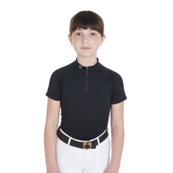 Technisches Kinder-Trainingspolo mit kurzen Ärmeln und Reißverschluss Equestro