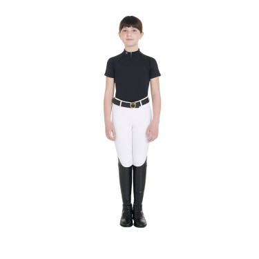Technisches Kinder-Trainingspolo mit kurzen Ärmeln und Reißverschluss Equestro Technisches Kinder-Trainingspolo mit kurzen Ärmeln und Reißverschluss Equestro