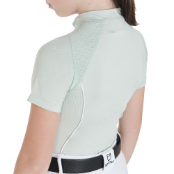 Technisches Kinder-Trainingspolo mit kurzen Ärmeln und Reißverschluss Equestro Hellgrün Gr&amp;amp;amp;amp;amp;uuml;n