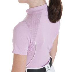 Technisches Kinder-Trainingspolo mit kurzen Ärmeln und Reißverschluss Equestro Flieder Blau