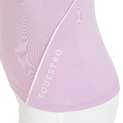 Technisches Kinder-Trainingspolo mit kurzen Ärmeln und Reißverschluss Equestro Flieder Blau