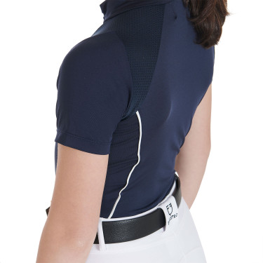 Technisches Kinder-Trainingspolo mit kurzen Ärmeln und Reißverschluss Equestro Marine Marineblau