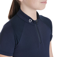 Technisches Kinder-Trainingspolo mit kurzen Ärmeln und Reißverschluss Equestro Marine Marineblau