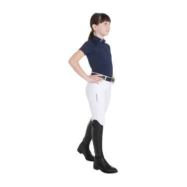 Technisches Kinder-Trainingspolo mit kurzen Ärmeln und Reißverschluss Equestro Marine Marineblau