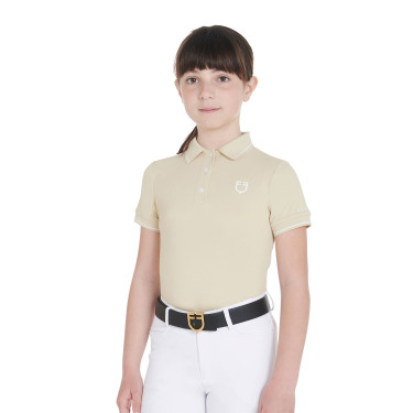 Technisches Kinder-Trainingspolo aus antibakteriellem Gewebe Equestro Oxford-Tan Rosa