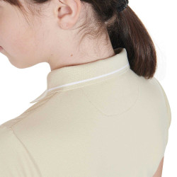 Technisches Kinder-Trainingspolo aus antibakteriellem Gewebe Equestro Oxford-Tan Rosa