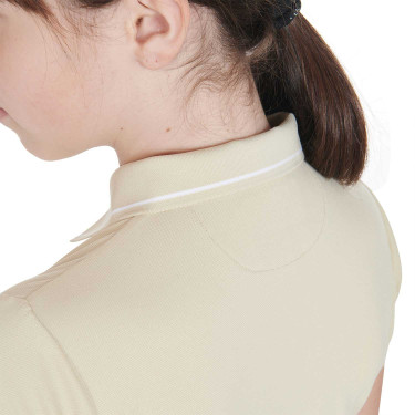 Technisches Kinder-Trainingspolo aus antibakteriellem Gewebe Equestro Oxford-Tan Rosa