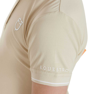 Technisches Kinder-Trainingspolo aus antibakteriellem Gewebe Equestro Oxford-Tan Rosa