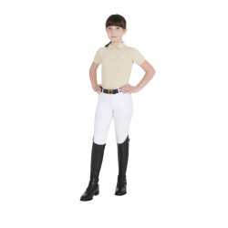 Technisches Kinder-Trainingspolo aus antibakteriellem Gewebe Equestro Oxford-Tan Rosa