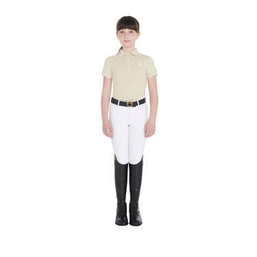 Technisches Kinder-Trainingspolo aus antibakteriellem Gewebe Equestro Oxford-Tan Rosa