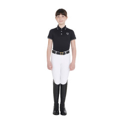 Technisches Kinder-Trainingspolo aus antibakteriellem Gewebe Equestro Schwarz