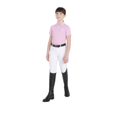 Technisches Kinder-Trainingspolo aus antibakteriellem Gewebe Equestro Flieder Blau