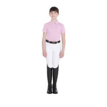Technisches Kinder-Trainingspolo aus antibakteriellem Gewebe Equestro Flieder Blau