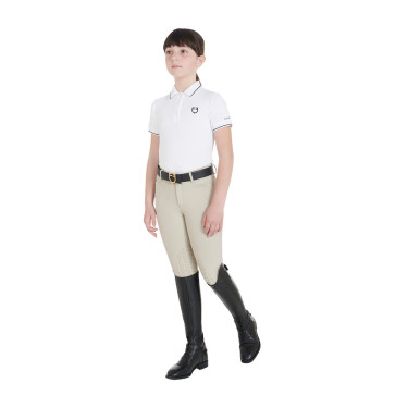 Technisches Kinder-Trainingspolo aus antibakteriellem Gewebe Equestro Weiß Wei&amp;amp;amp;amp;amp;szlig;