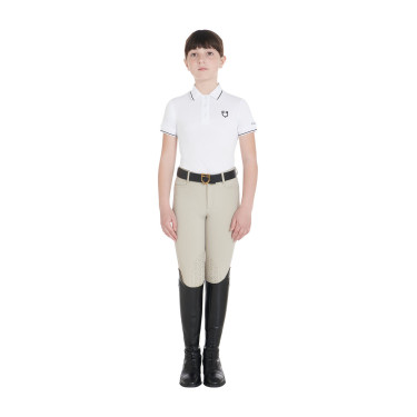 Technisches Kinder-Trainingspolo aus antibakteriellem Gewebe Equestro Weiß Wei&amp;amp;amp;amp;amp;szlig;