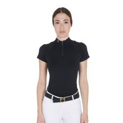 Technisches, eng anliegendes Trainingspolo mit Reißverschluss für Damen Equestro Schwarz