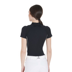 Technisches, eng anliegendes Trainingspolo mit Reißverschluss für Damen Equestro Schwarz