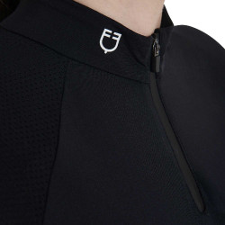 Technisches, eng anliegendes Trainingspolo mit Reißverschluss für Damen Equestro Schwarz